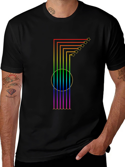 Rainbow Guitar T-Shirt: Starry Musical Style