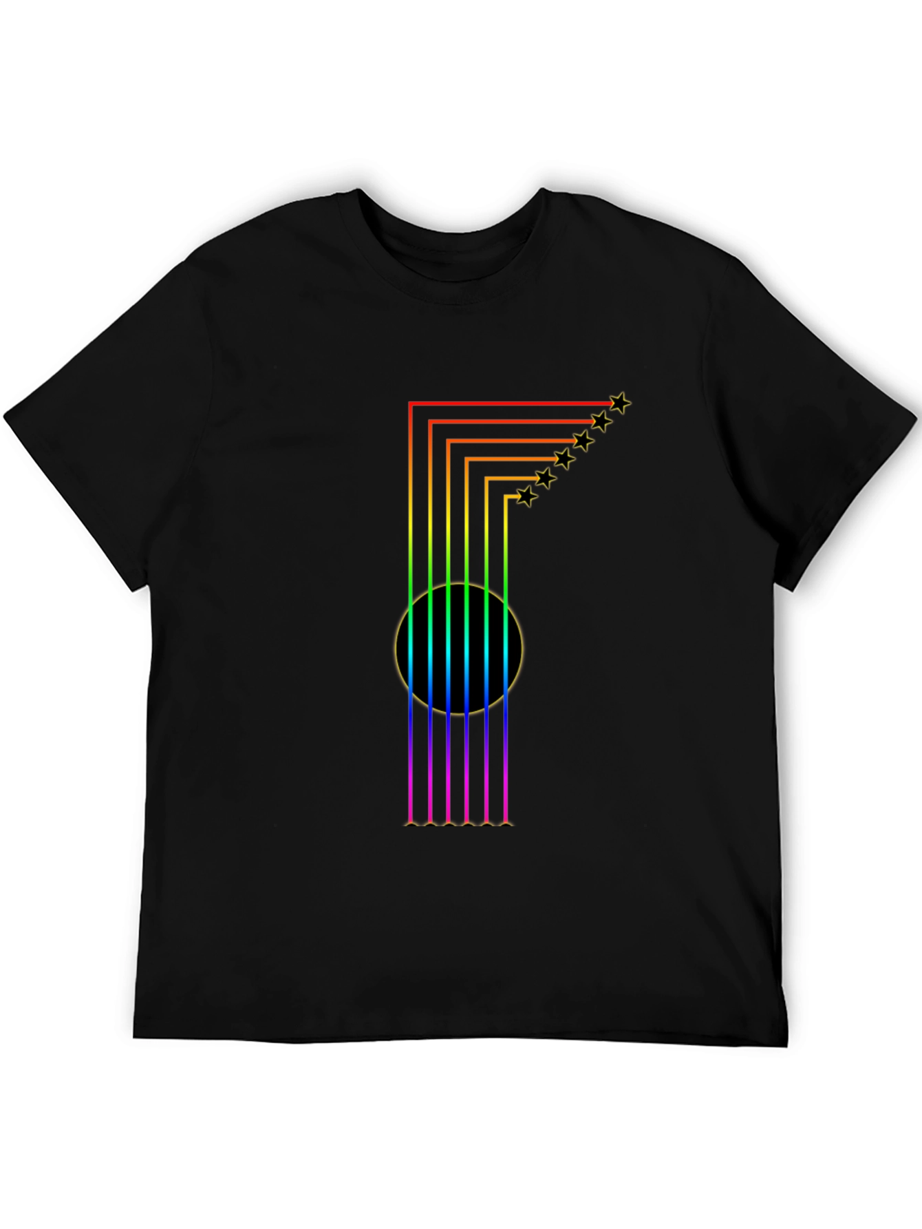 Rainbow Guitar T-Shirt: Starry Musical Style