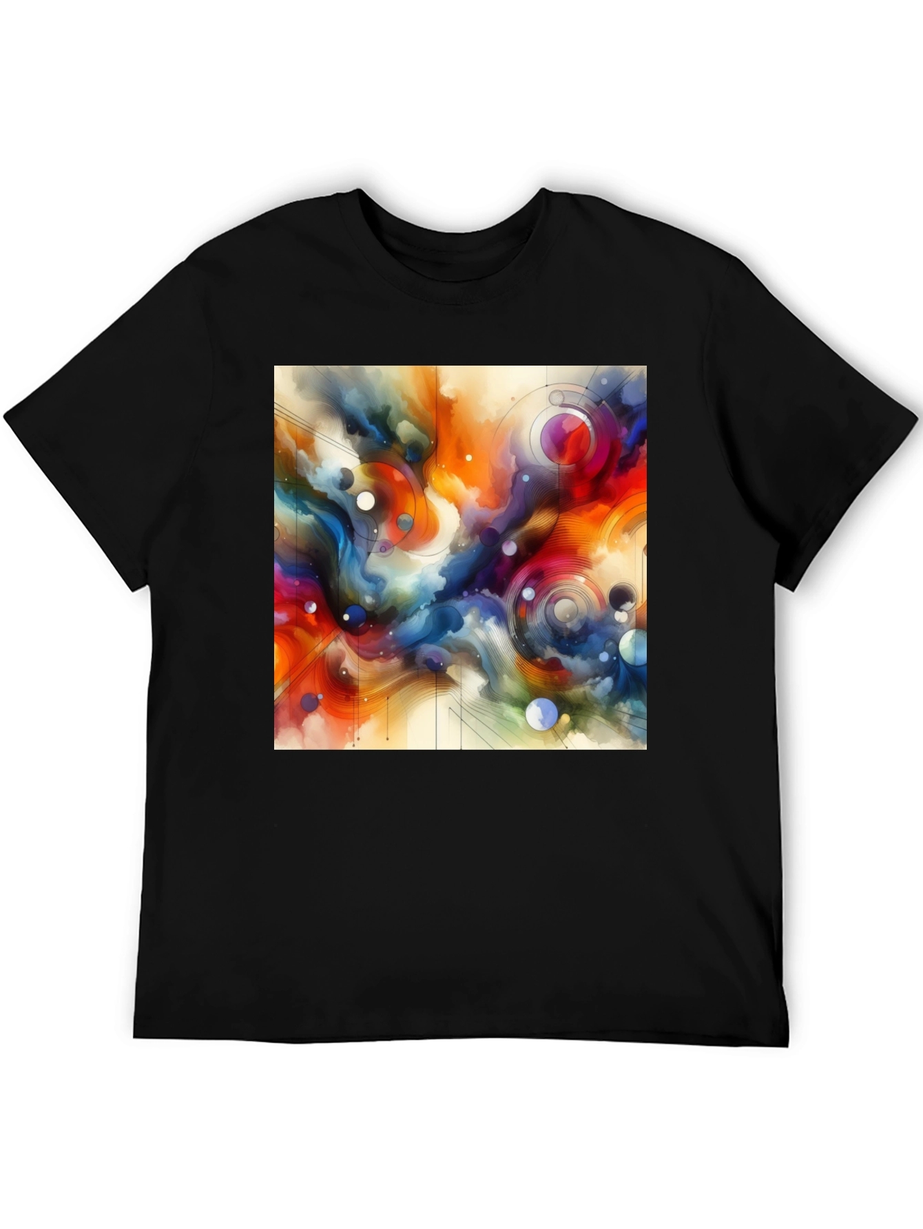Abstract Art Graphic Tee - Stylish Mens Black T-Shirt
