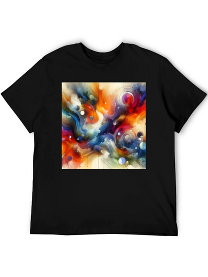 Abstract Art Graphic Tee - Stylish Mens Black T-Shirt