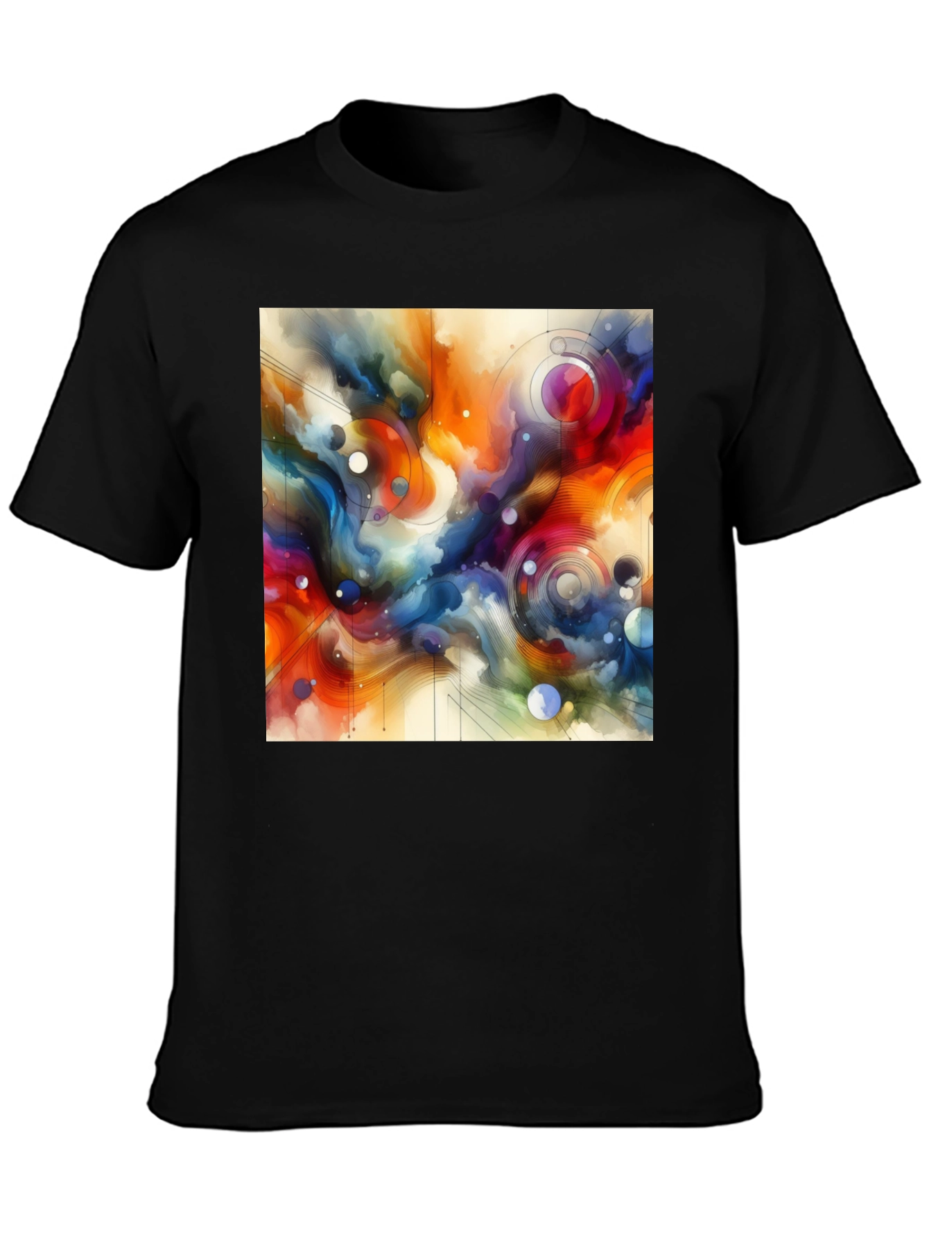 Abstract Art Graphic Tee - Stylish Mens Black T-Shirt