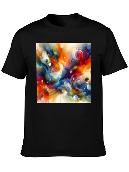Abstract Art Graphic Tee - Stylish Mens Black T-Shirt