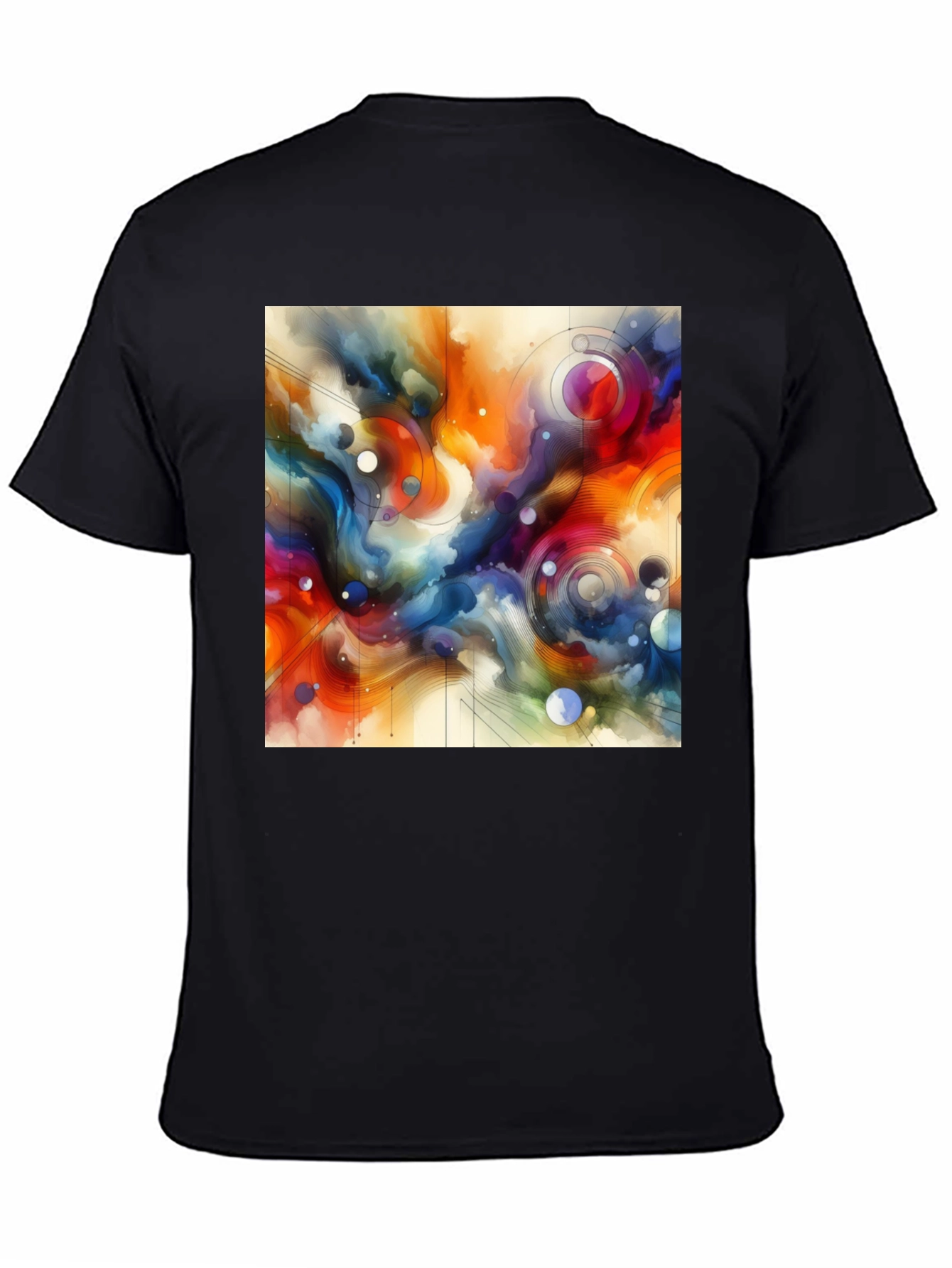 Abstract Art Graphic Tee - Stylish Mens Black T-Shirt