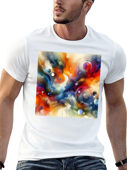 Abstract Art Graphic Tee - Stylish Mens Black T-Shirt