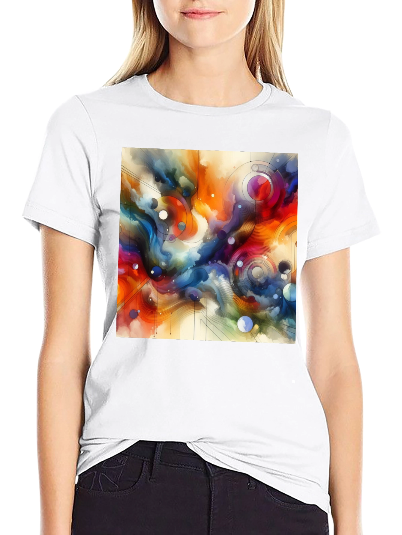 Abstract Art Graphic Tee - Stylish Mens Black T-Shirt