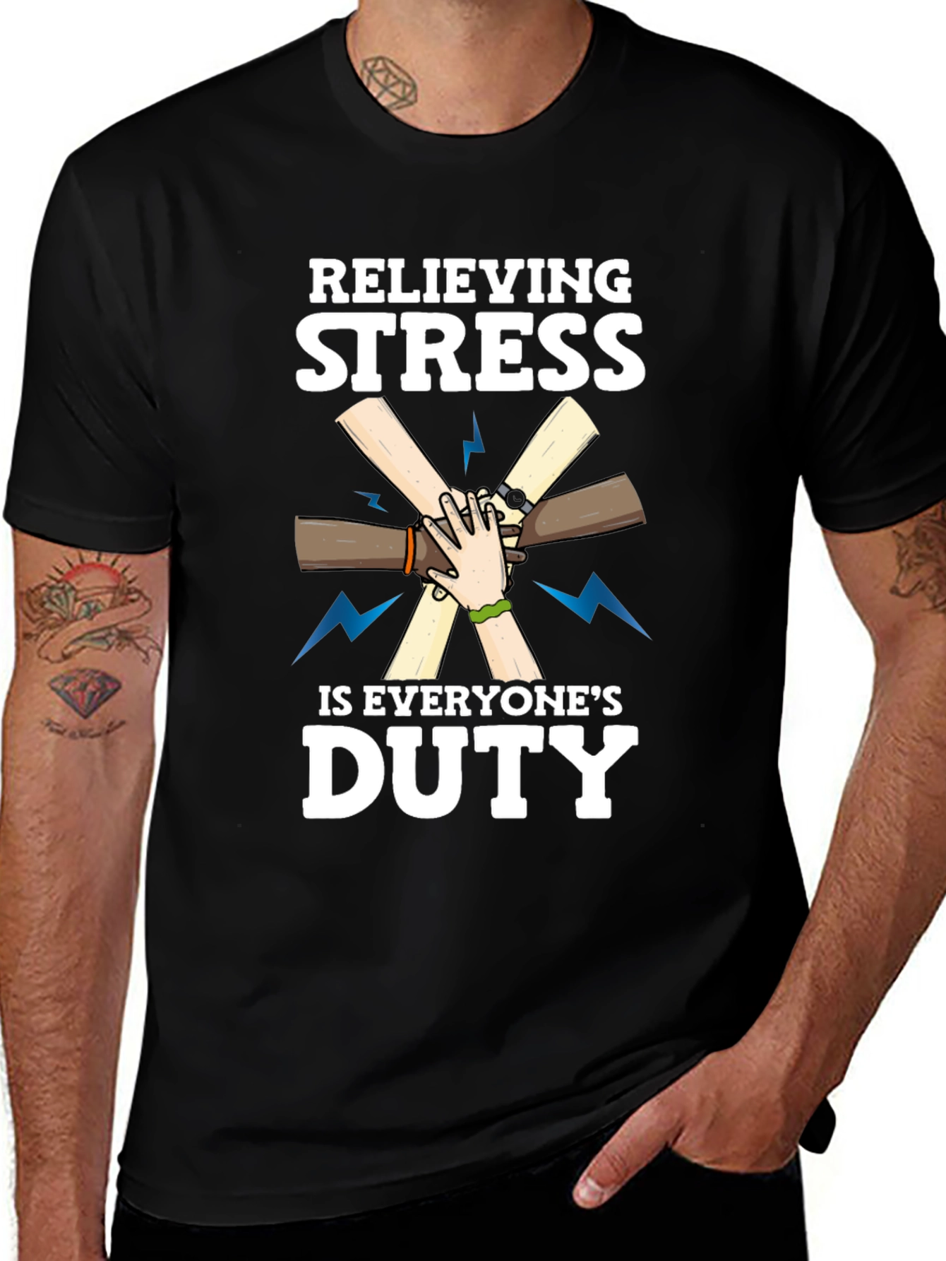 Relieving Stress Is Everyones Duty Black T-Shirt
