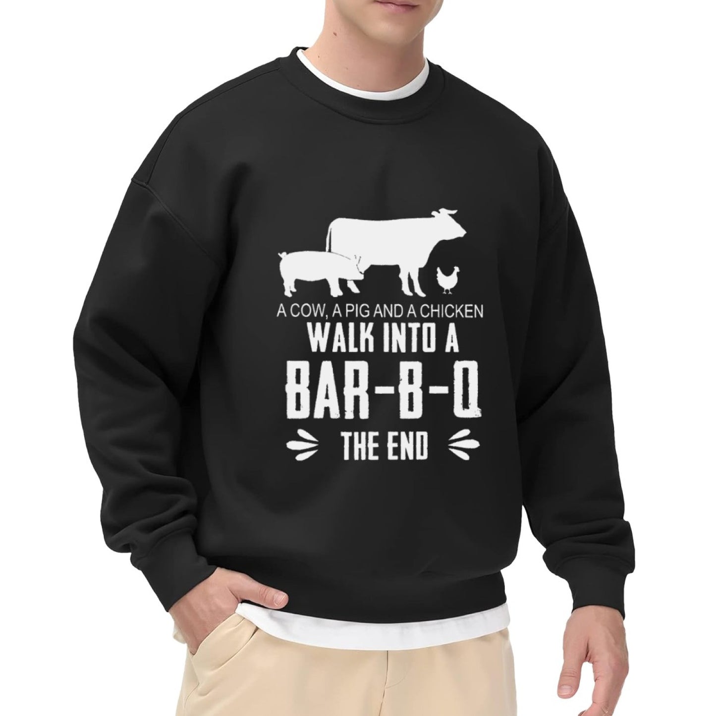 Unisex BBQ Joke "Walk Into A Bar-B-Q" Graphic Sweatshirt