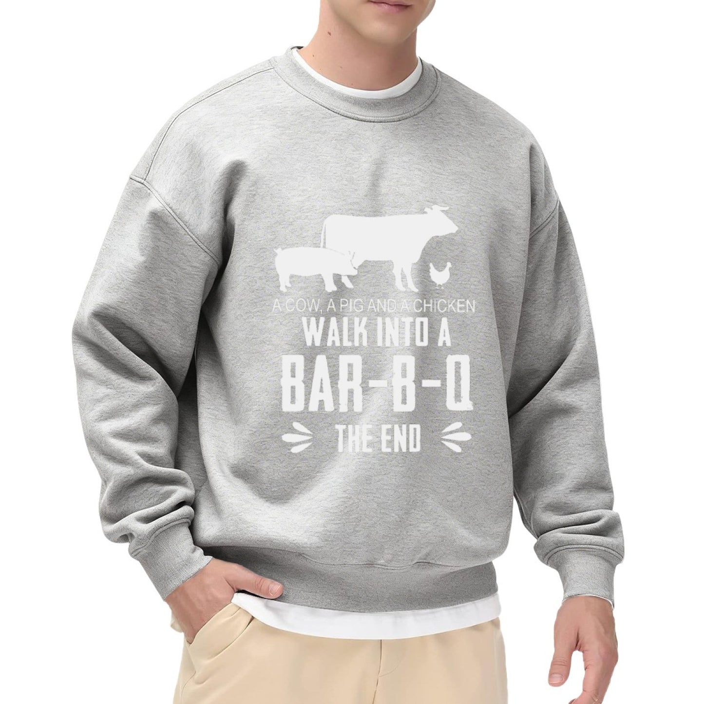 Unisex BBQ Joke "Walk Into A Bar-B-Q" Graphic Sweatshirt