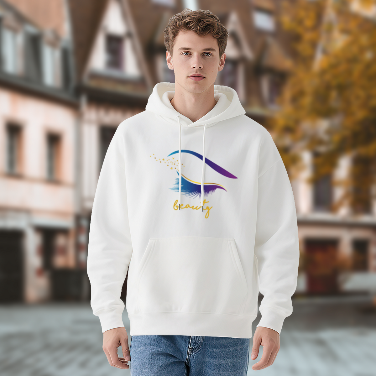 Stylish Abstract Eye & Beauty Script Hoodie