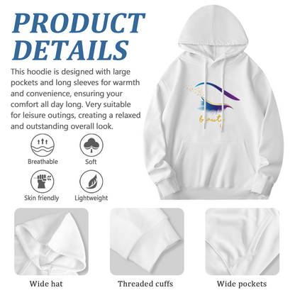 Stylish Abstract Eye & Beauty Script Hoodie