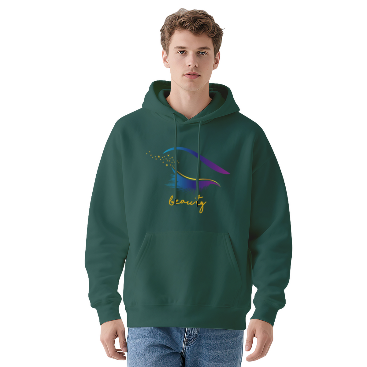 Stylish Abstract Eye & Beauty Script Hoodie