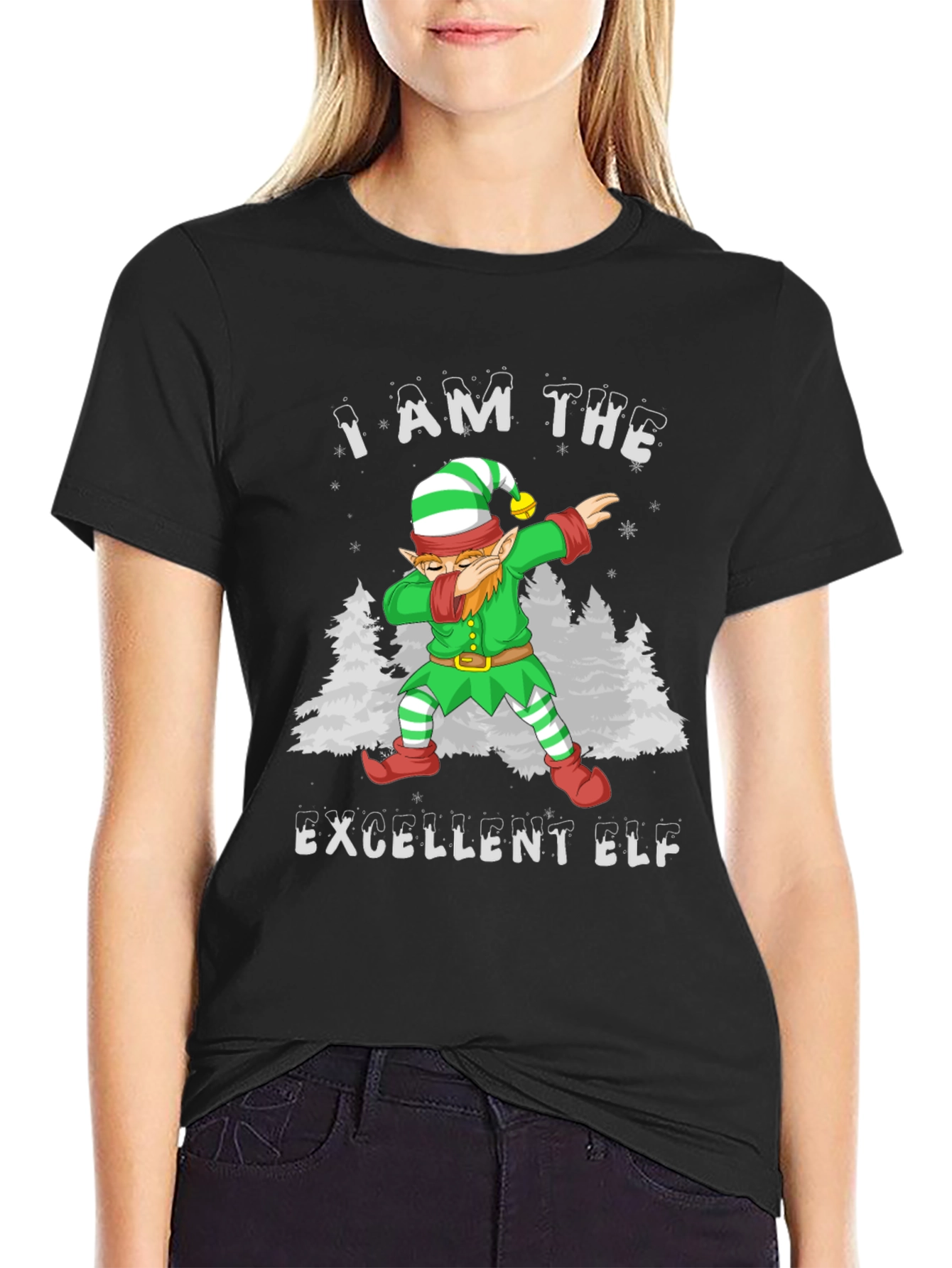 Excellent Elf Dabbing T-Shirt - Christmas Holiday Tee