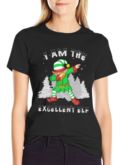 Excellent Elf Dabbing T-Shirt - Christmas Holiday Tee