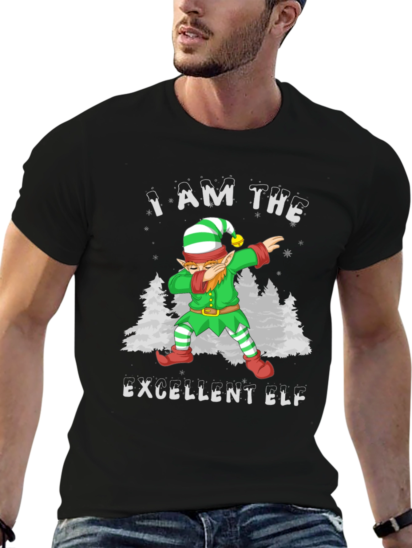 Excellent Elf Dabbing T-Shirt - Christmas Holiday Tee