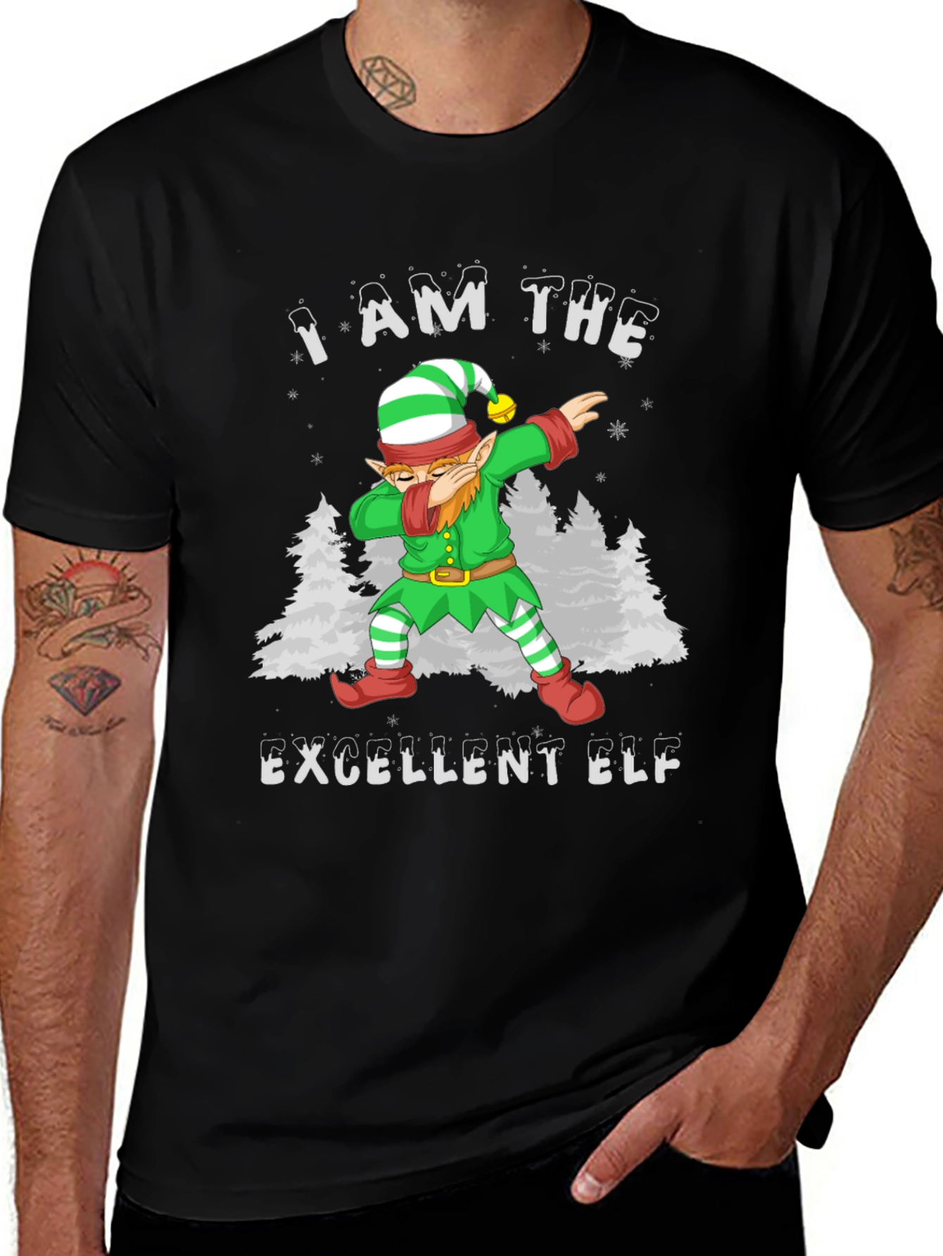 Excellent Elf Dabbing T-Shirt - Christmas Holiday Tee