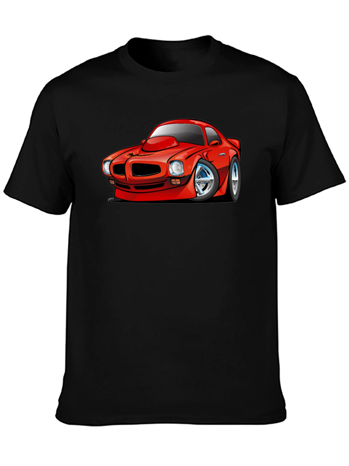 Cartoon Car Graphic T-Shirt - Black