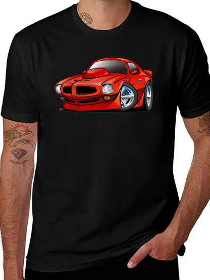 Cartoon Car Graphic T-Shirt - Black