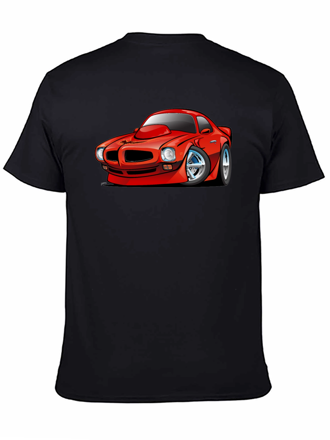 Cartoon Car Graphic T-Shirt - Black