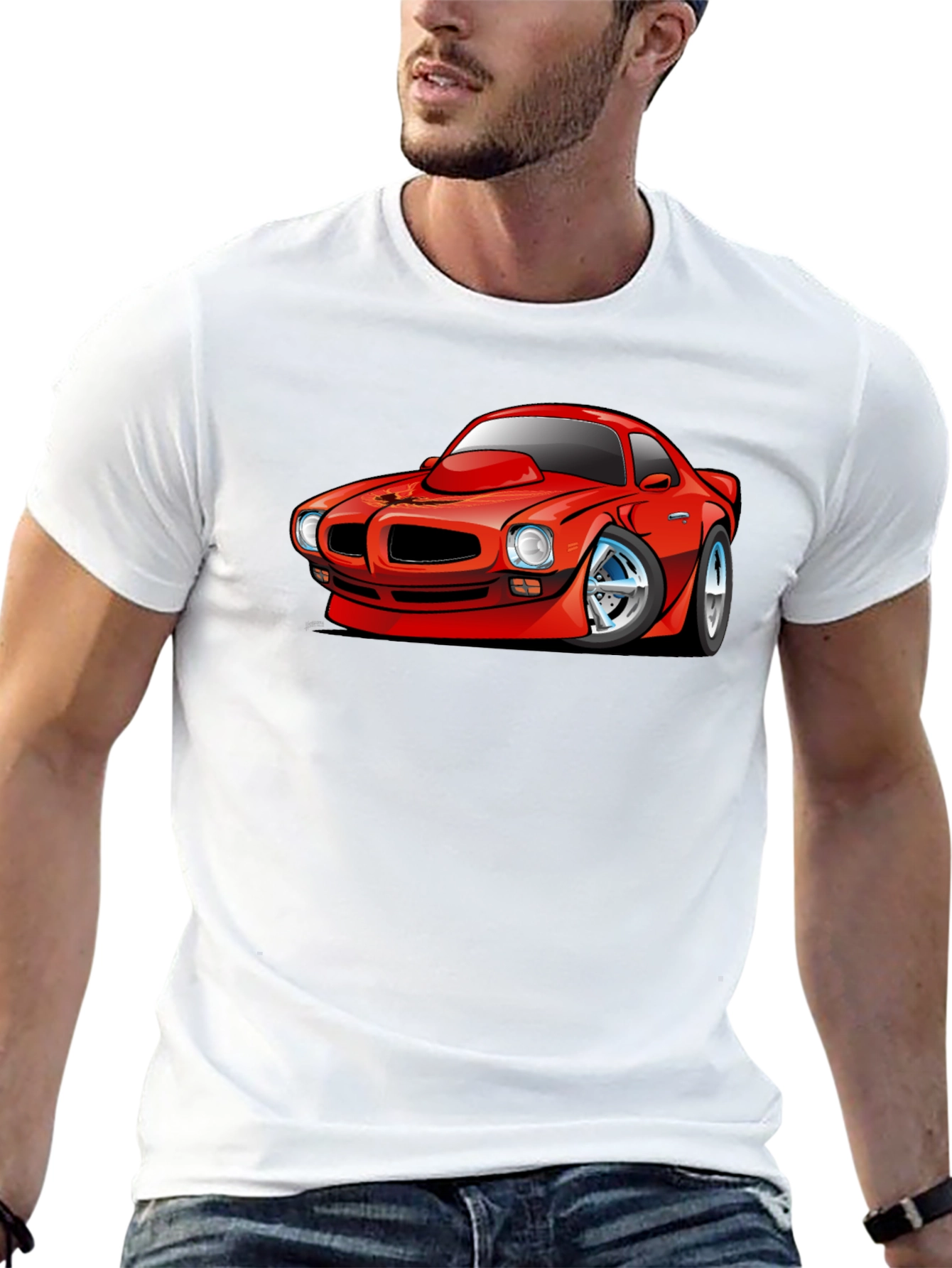Cartoon Car Graphic T-Shirt - Black