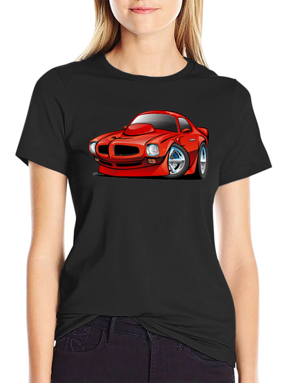 Cartoon Car Graphic T-Shirt - Black