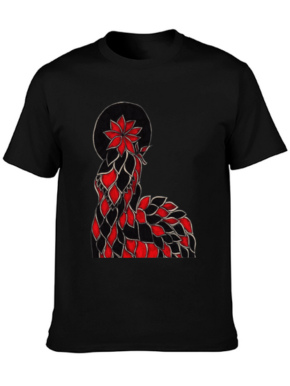 Floral Silhouette Graphic Tee - Black