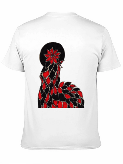 Floral Silhouette Graphic Tee - Black