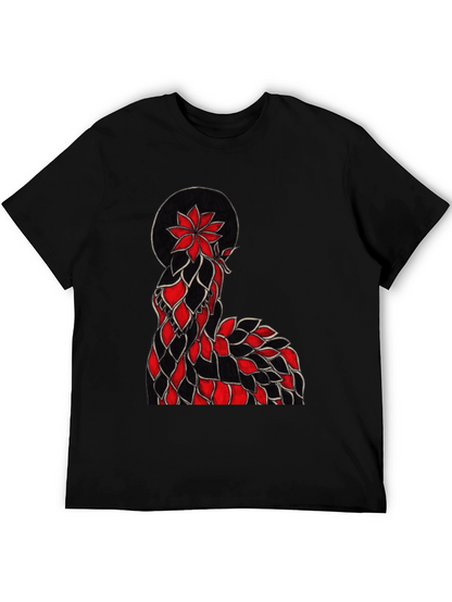 Floral Silhouette Graphic Tee - Black