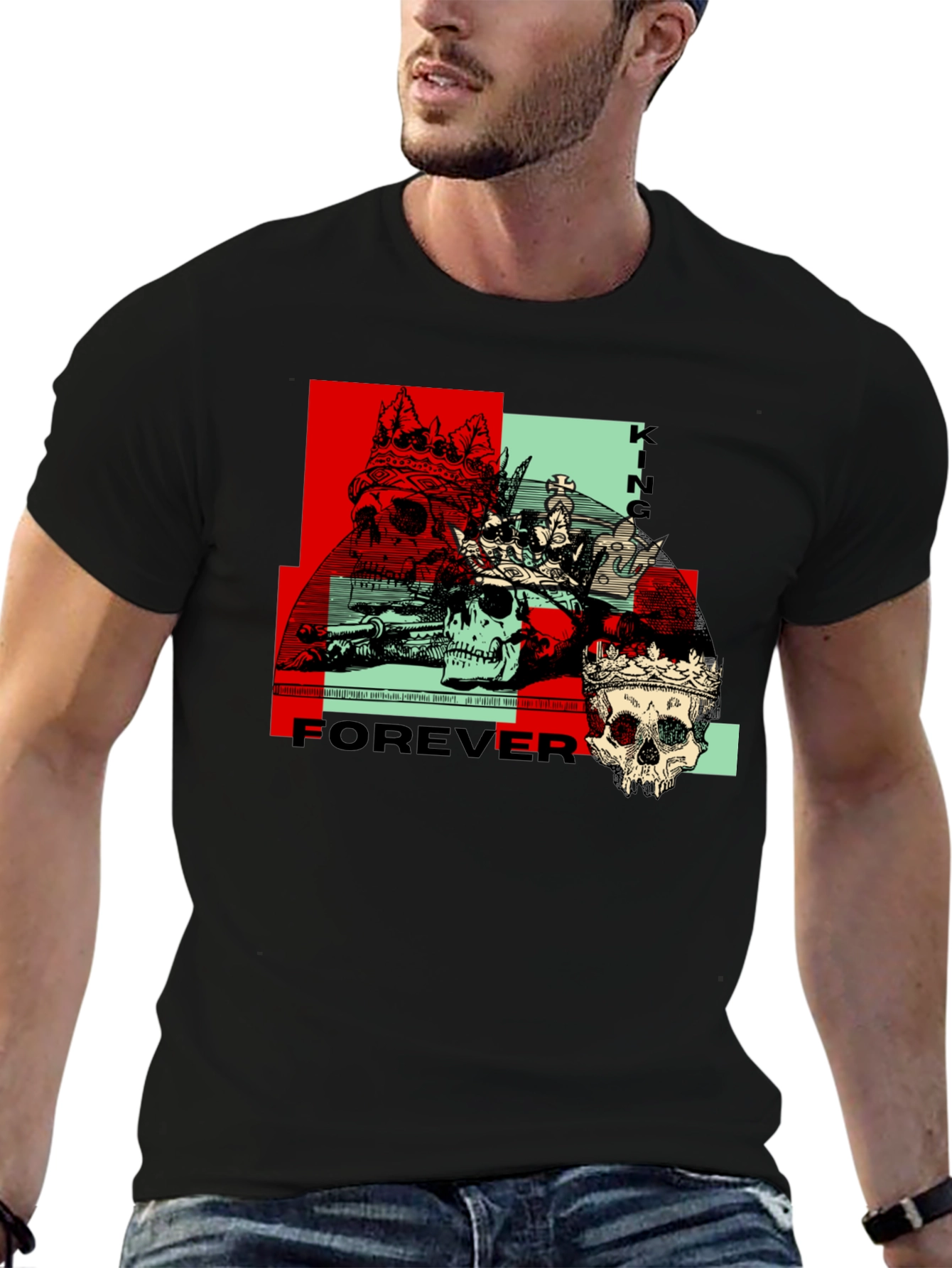 King Forever Graphic Tee - Skull Crown Design