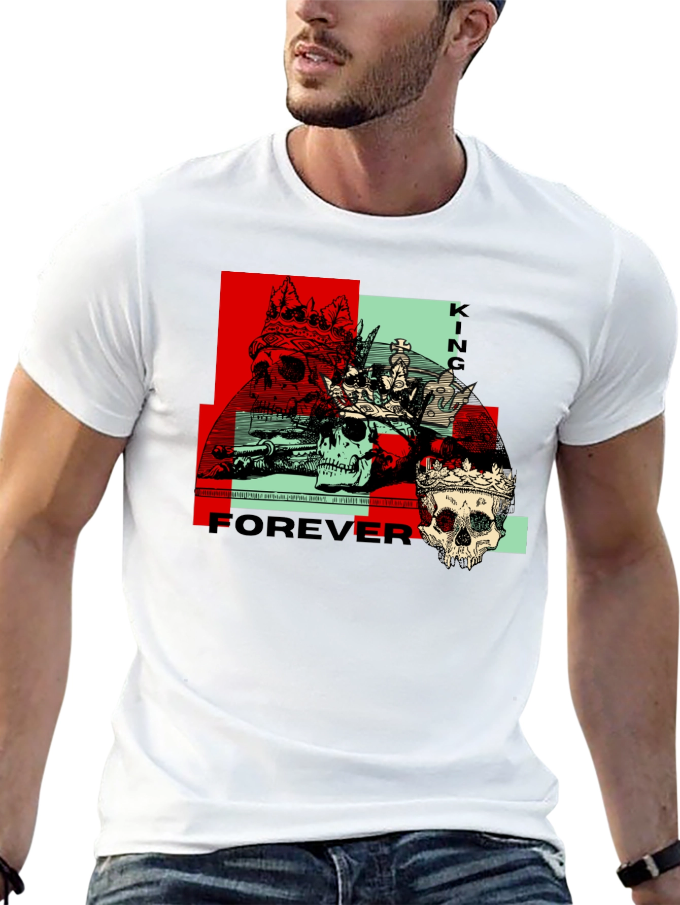 King Forever Graphic Tee - Skull Crown Design