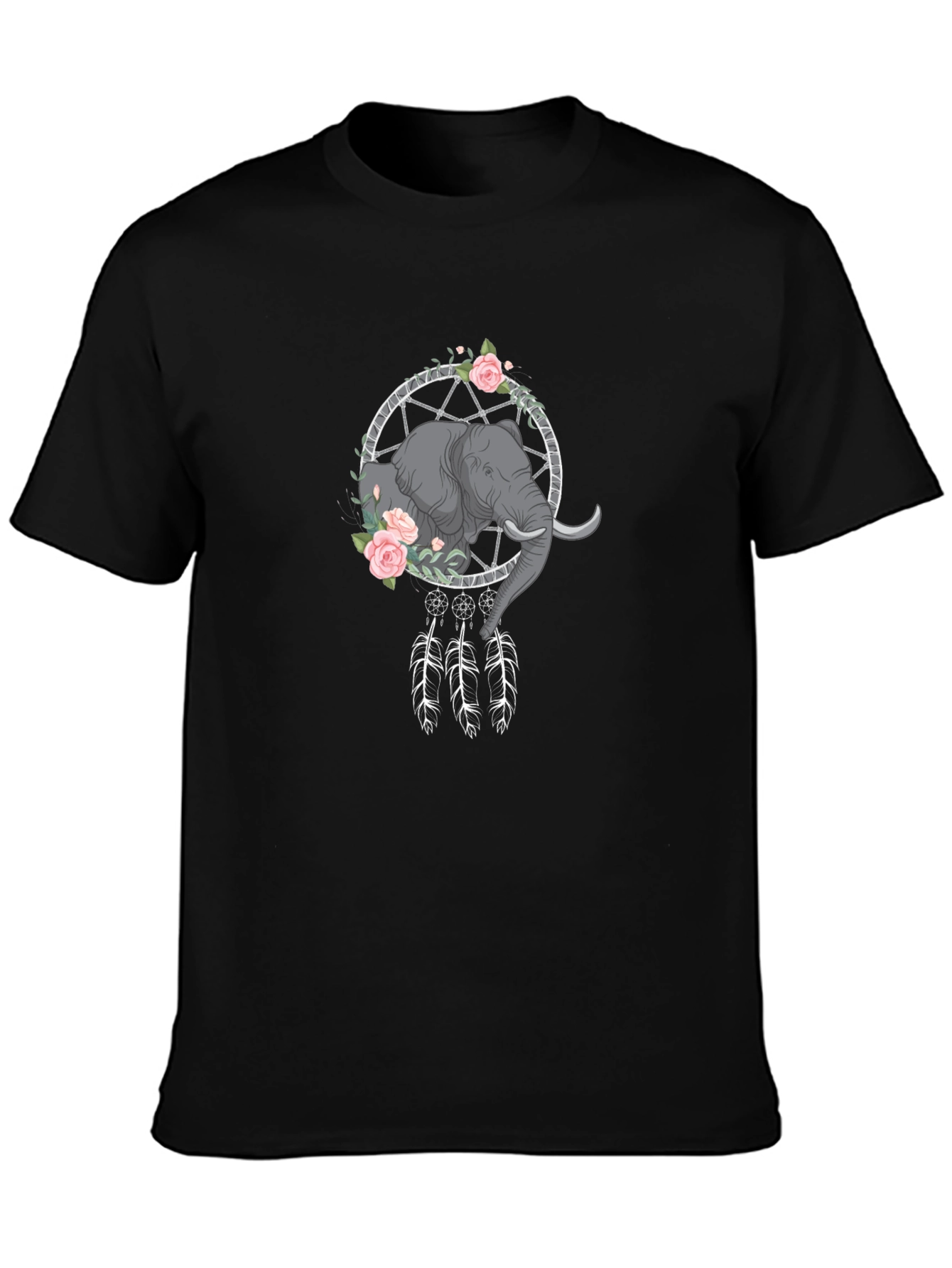 Elephant Dreamcatcher Graphic Tee - Black T-Shirt