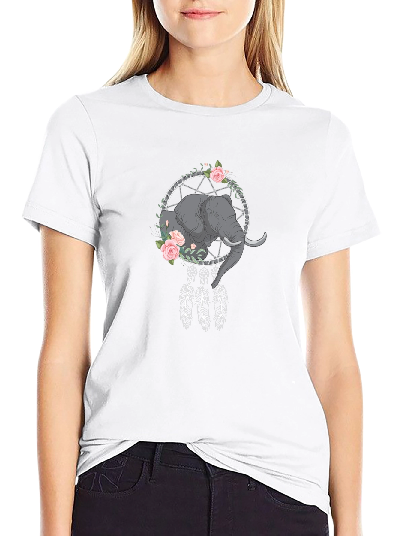 Elephant Dreamcatcher Graphic Tee - Black T-Shirt