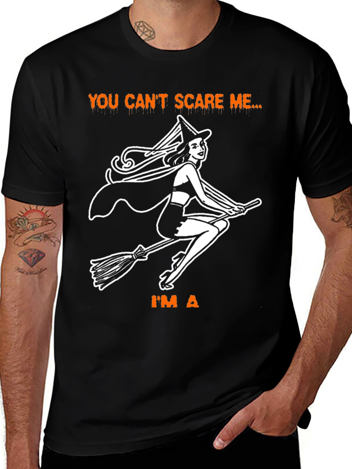 Halloween Witch T-Shirt - You Cant Scare Me