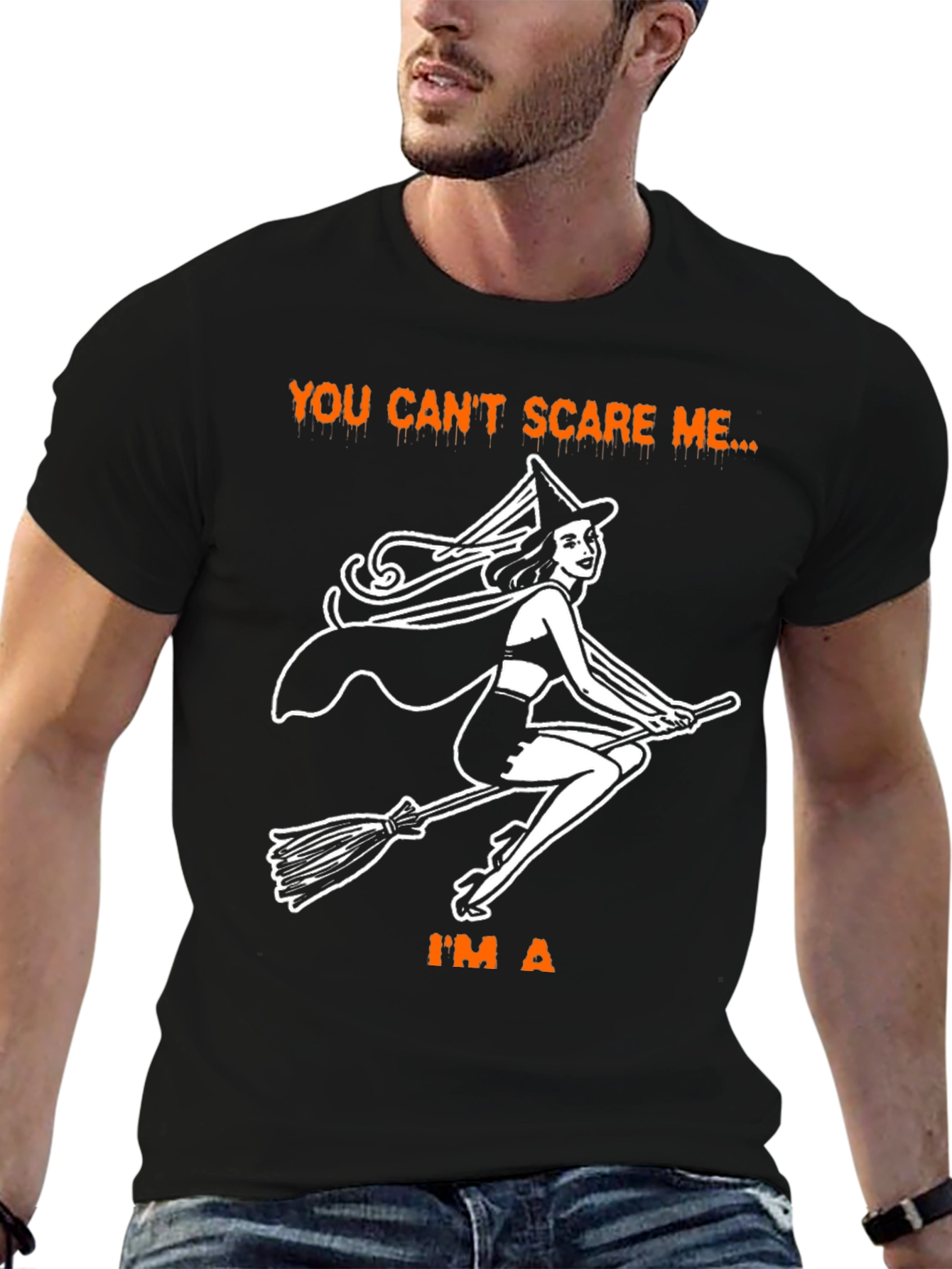 Halloween Witch T-Shirt - You Cant Scare Me