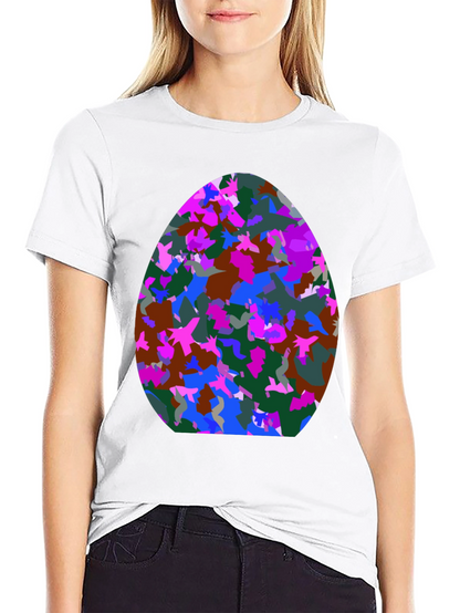 Abstract Egg Pattern Black T-Shirt