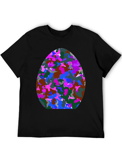Abstract Egg Pattern Black T-Shirt