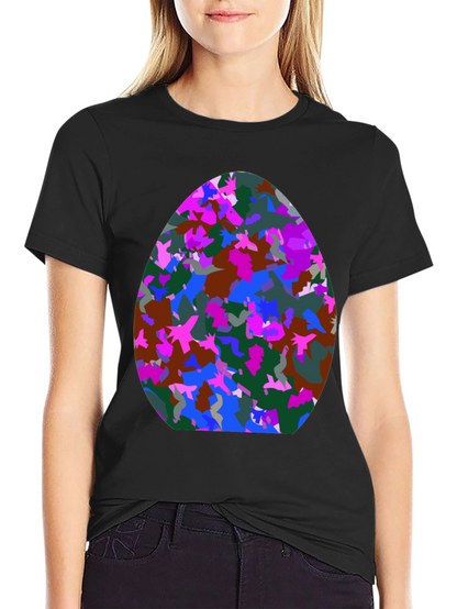 Abstract Egg Pattern Black T-Shirt