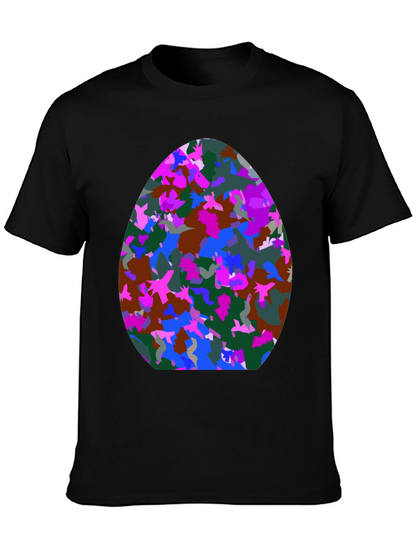 Abstract Egg Pattern Black T-Shirt