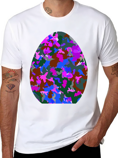 Abstract Egg Pattern Black T-Shirt