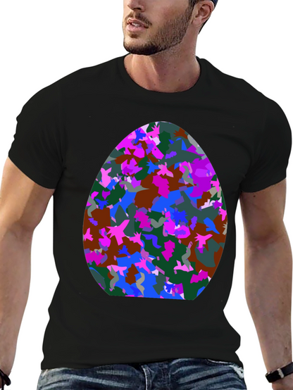Abstract Egg Pattern Black T-Shirt