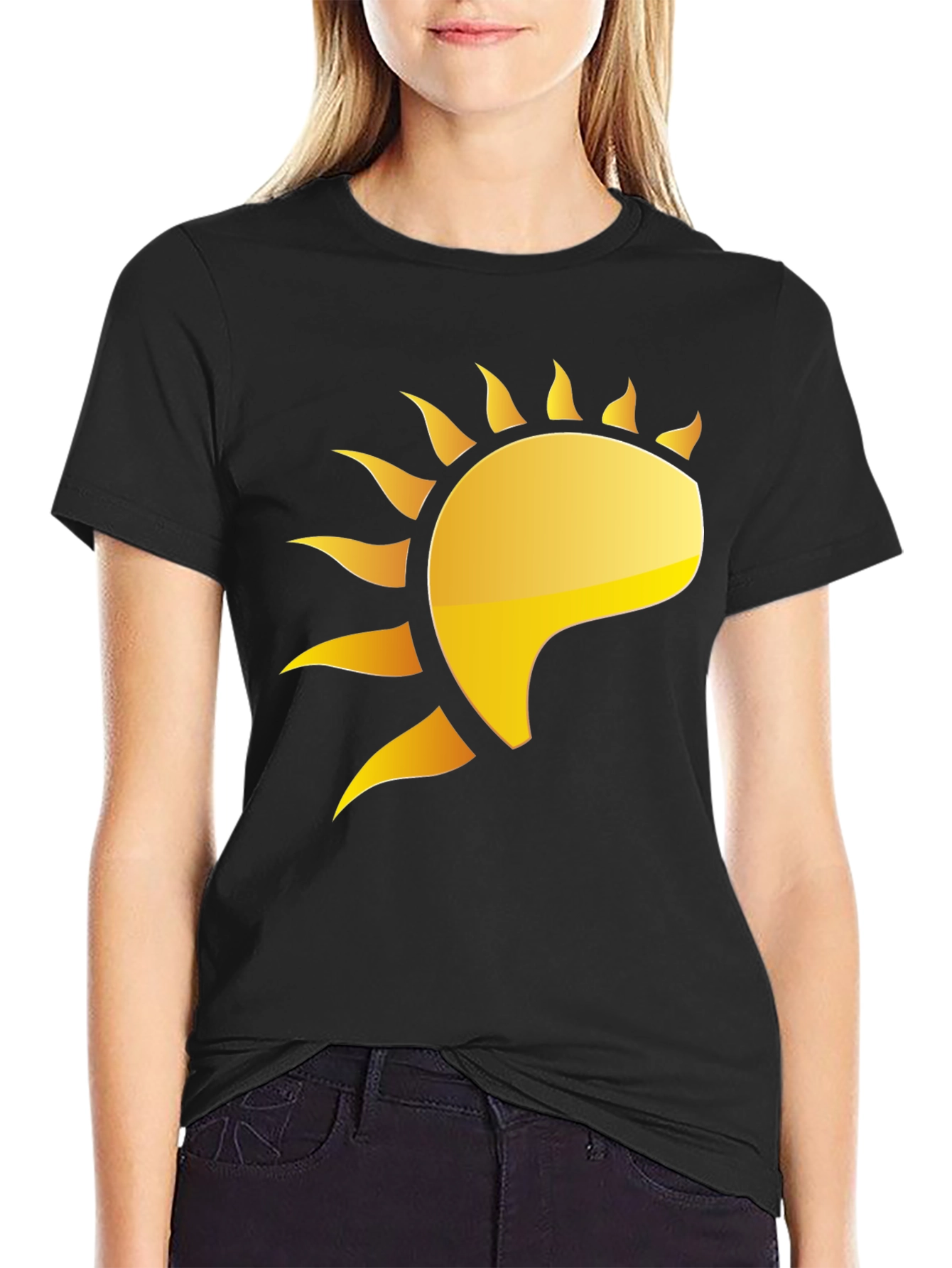 Golden Sun Graphic Black T-Shirt