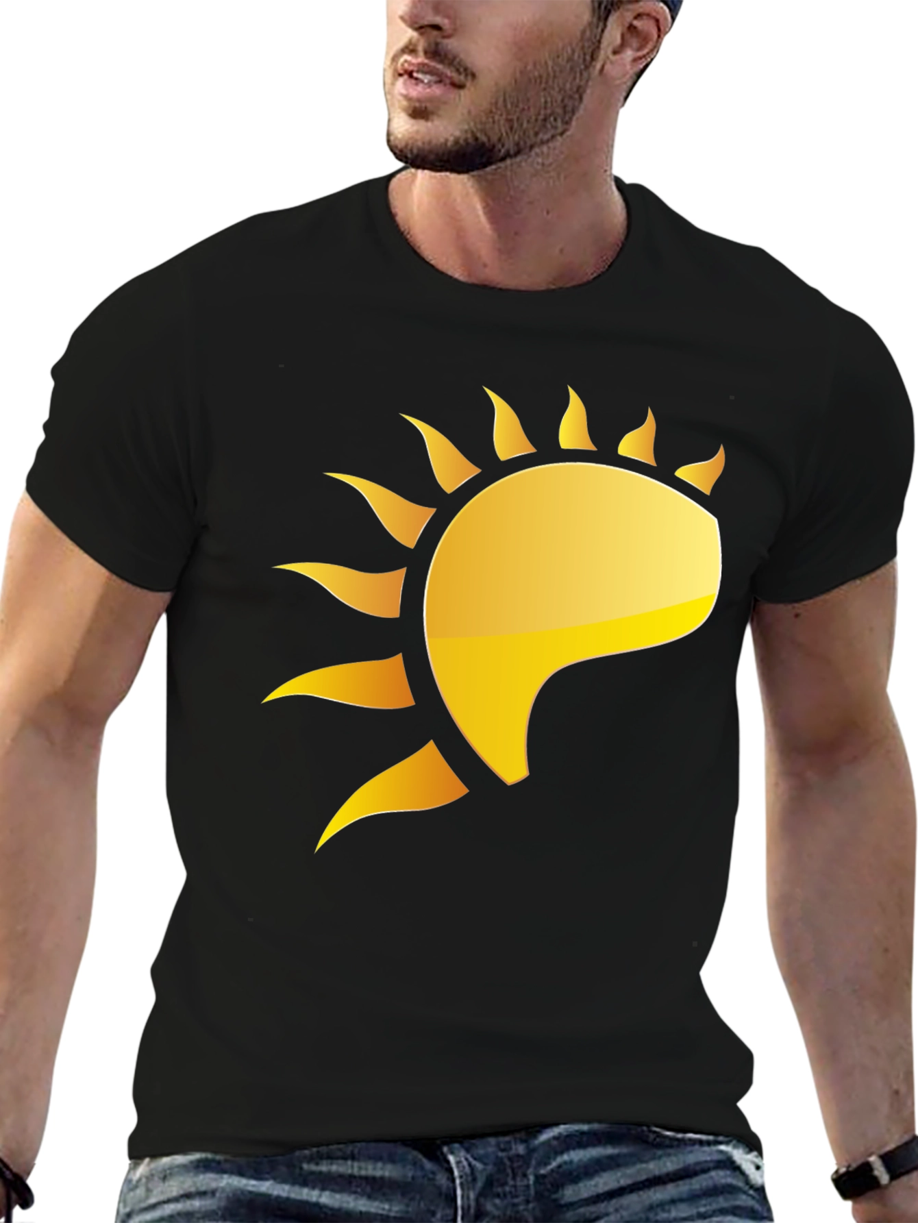 Golden Sun Graphic Black T-Shirt