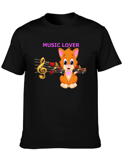 Music Lover Cat Graphic Tee