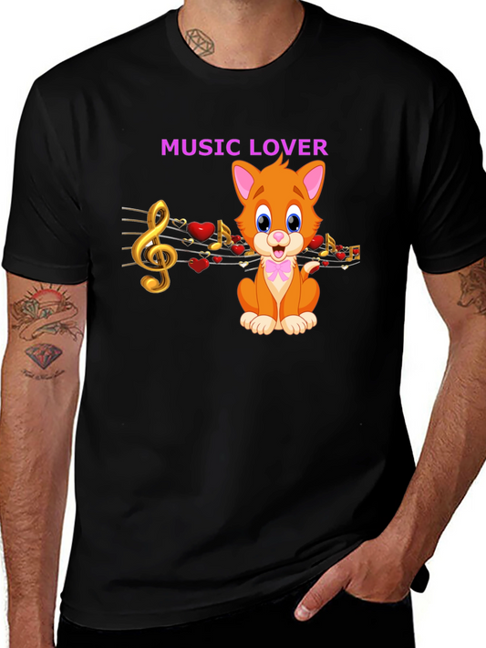 Music Lover Cat Graphic Tee