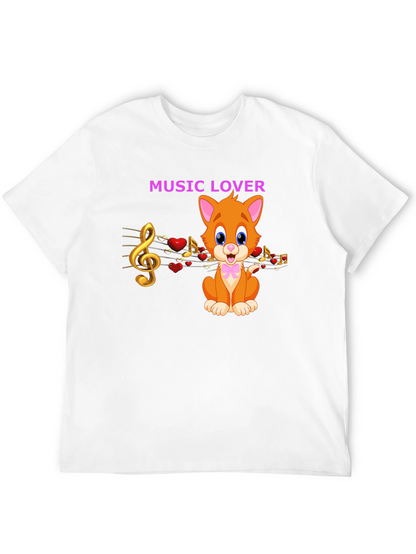 Music Lover Cat Graphic Tee
