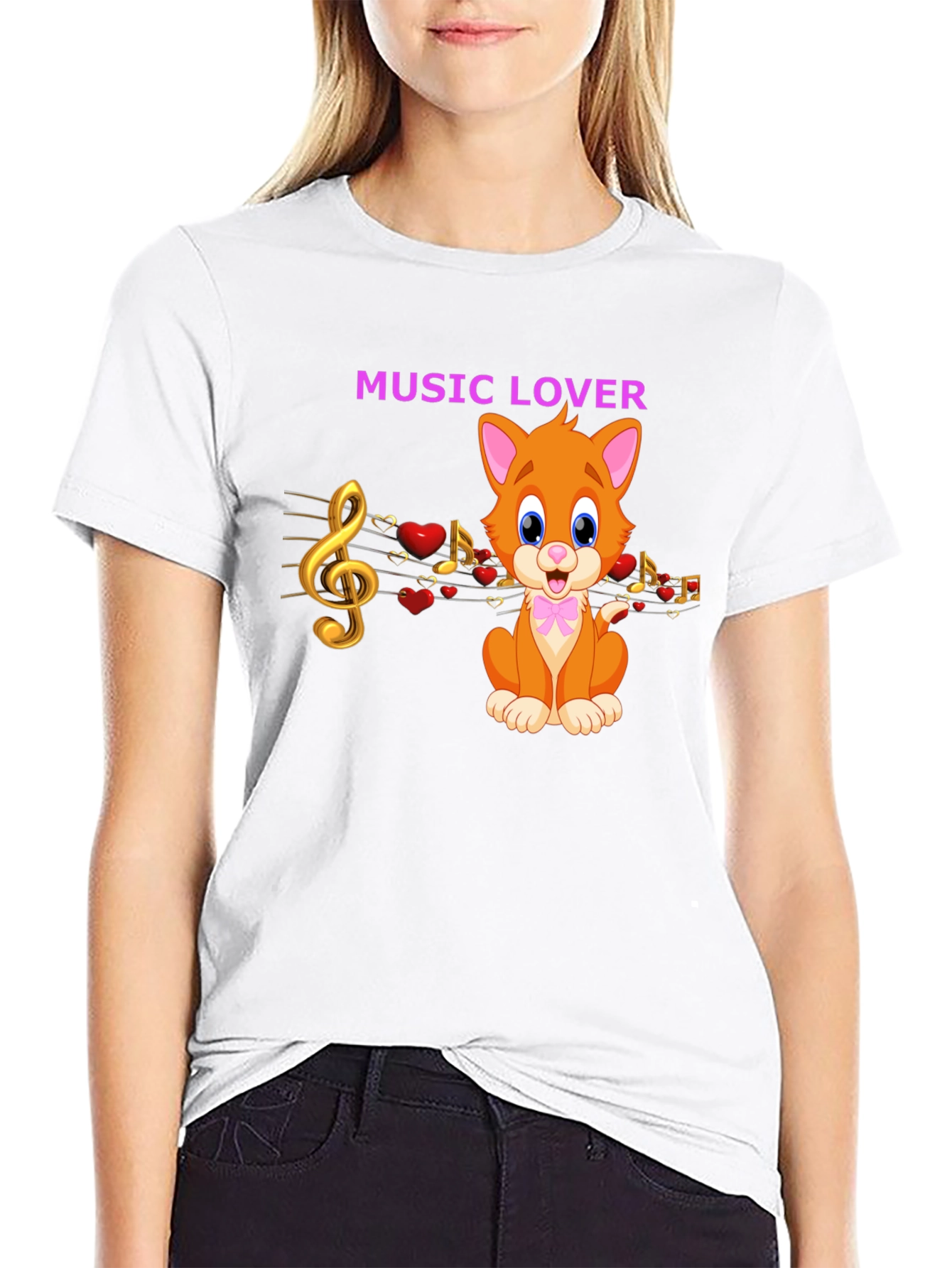 Music Lover Cat Graphic Tee