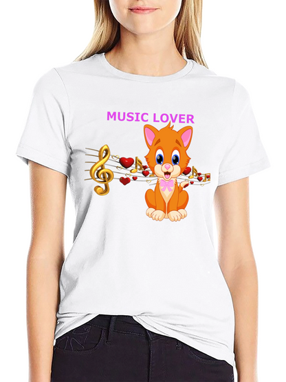Music Lover Cat Graphic Tee