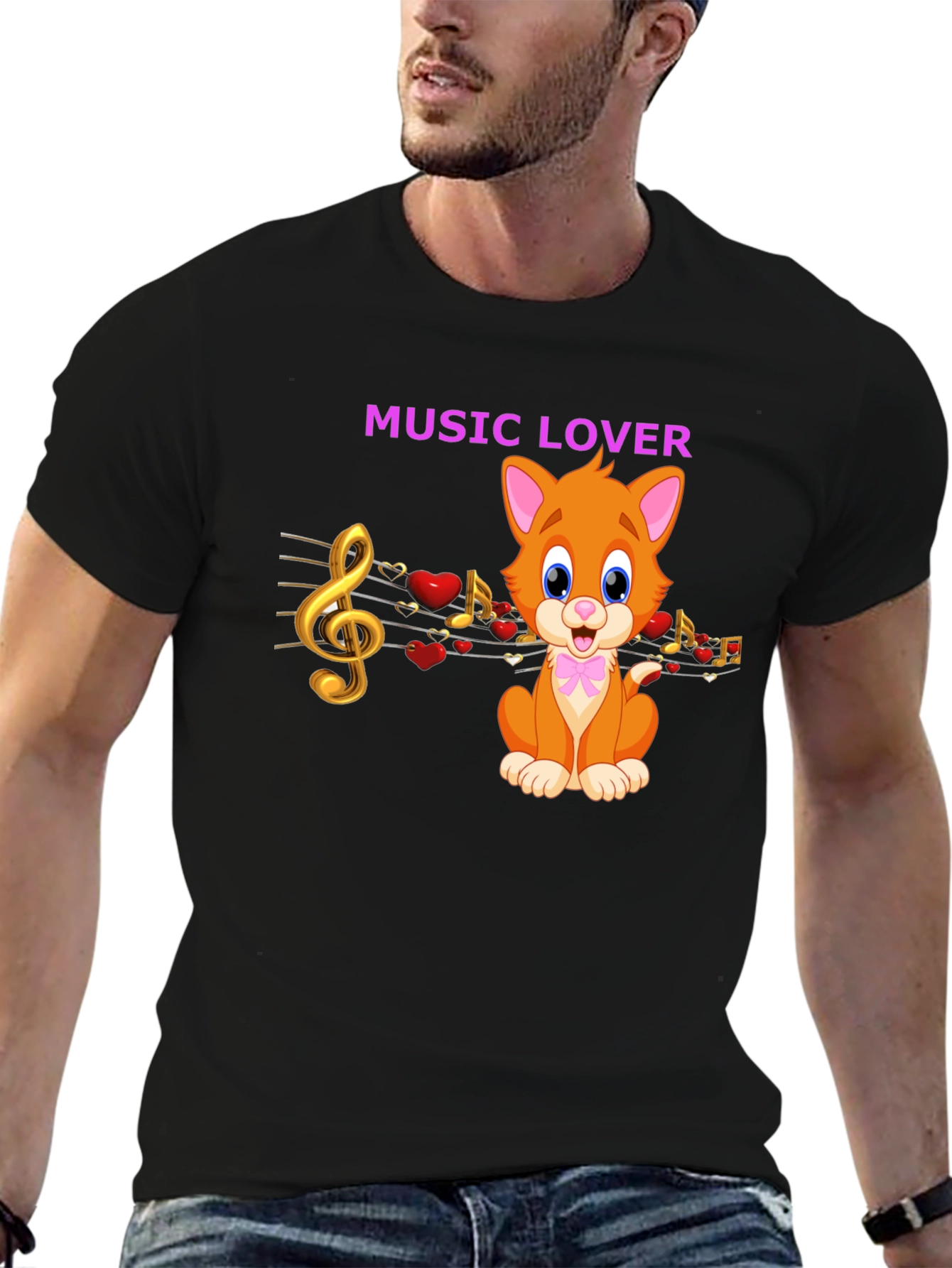 Music Lover Cat Graphic Tee