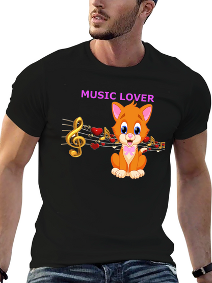 Music Lover Cat Graphic Tee