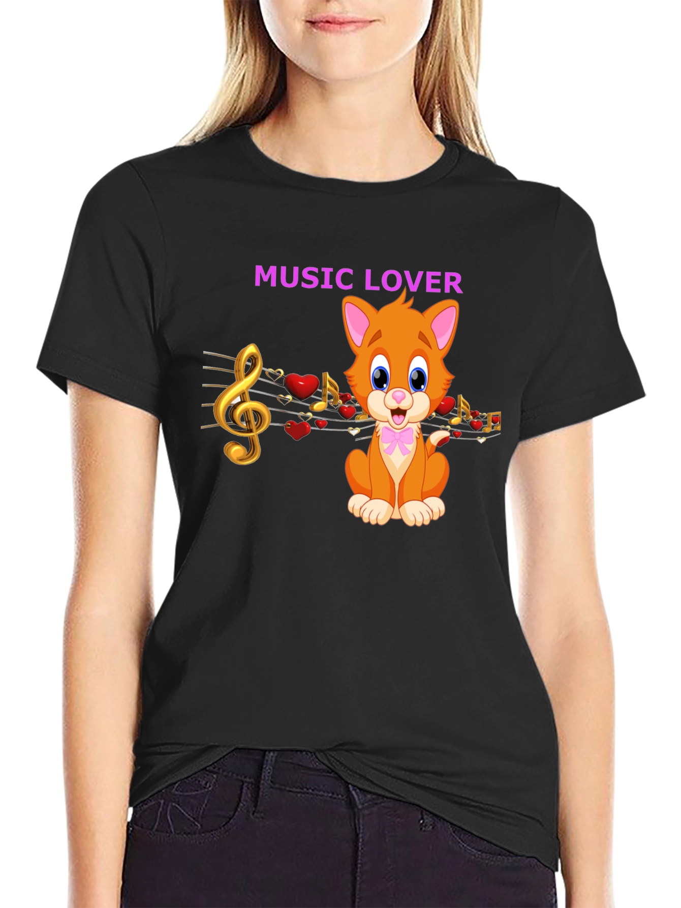 Music Lover Cat Graphic Tee