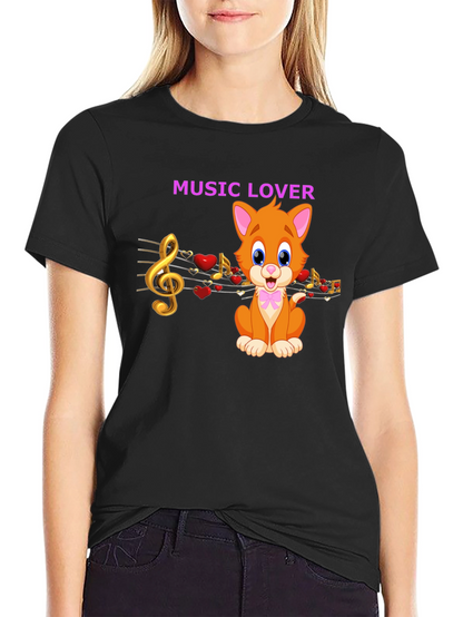 Music Lover Cat Graphic Tee